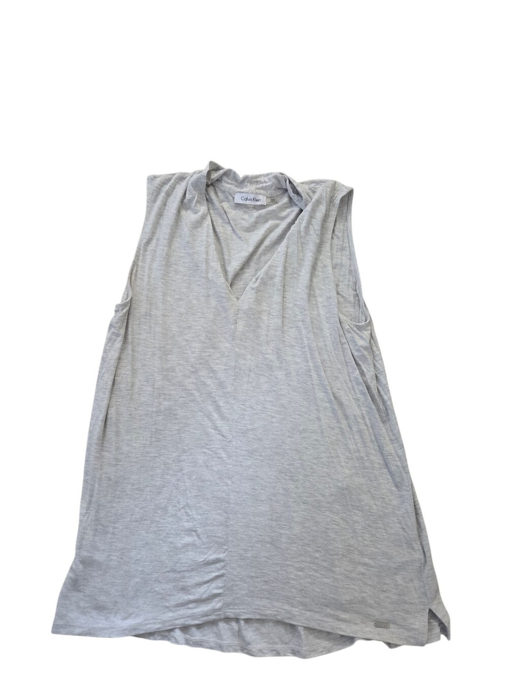 Calvin Klein light gray sleeveless V-neck baggy top, L. EUC.